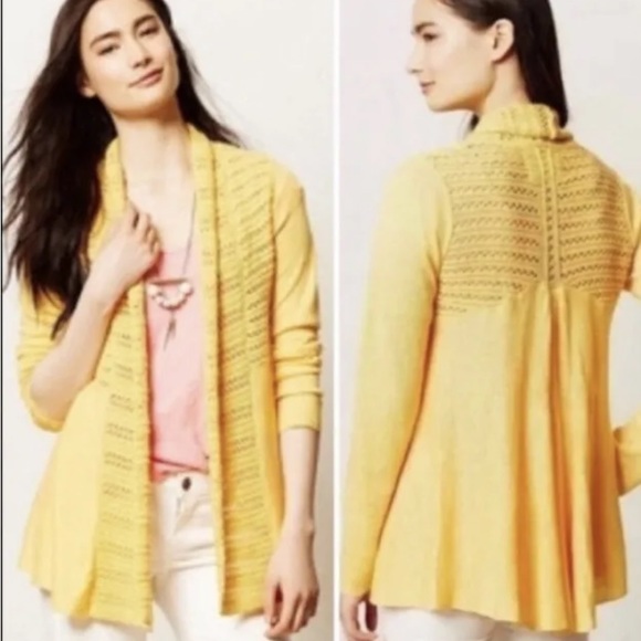 Anthro Angel of the North Cream Crochet Lace Linen Blend Cardi Cardigan Sweater - Picture 6 of 11